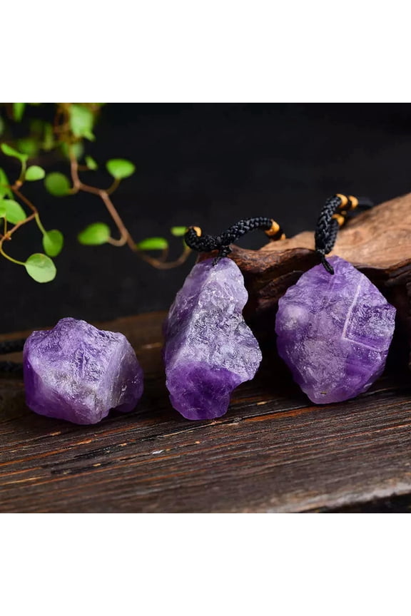 Natural Quartz Amethyst Pendant Rough Crystal Gemstone Energy Mineral Necklace