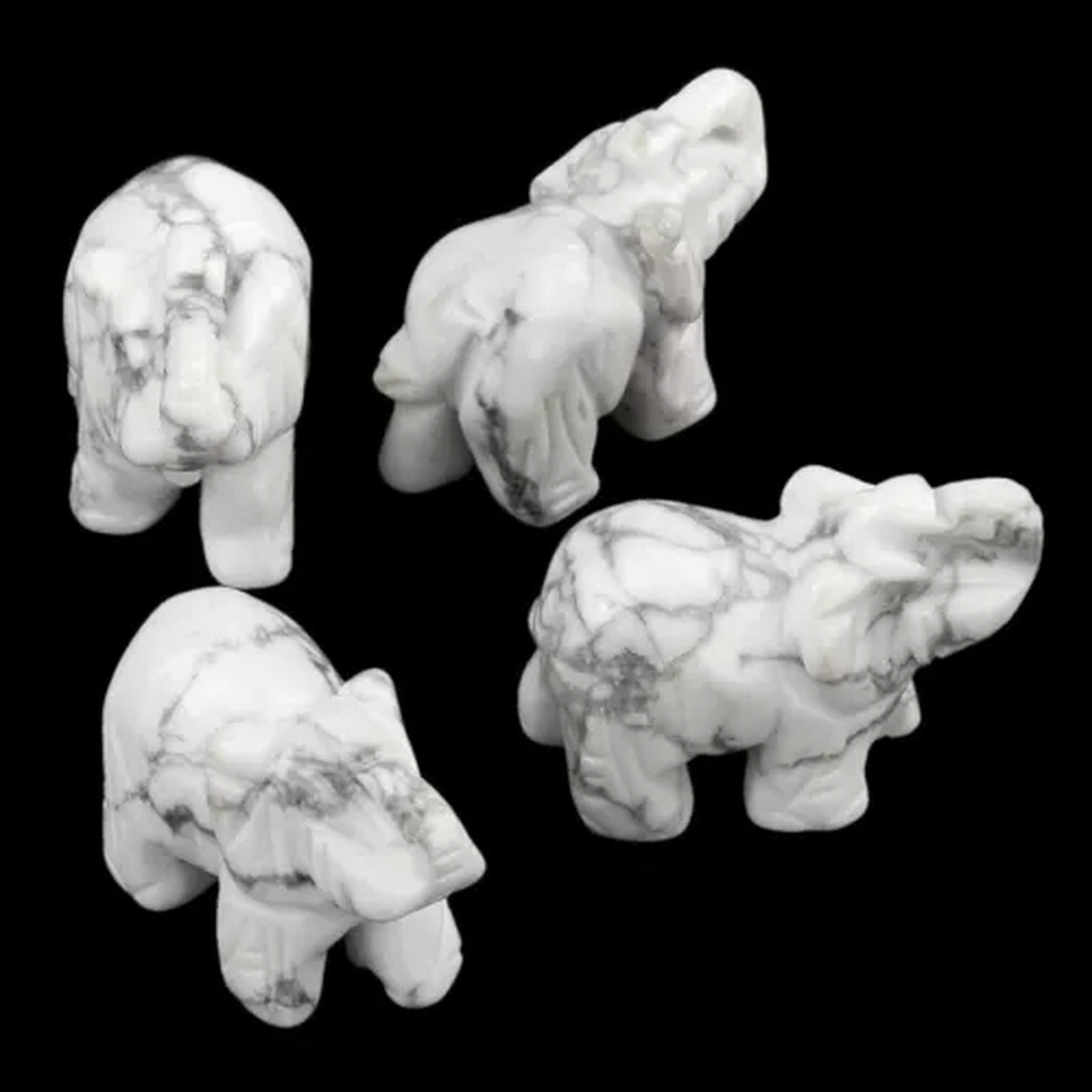 EOEMY Natural Quartz Baby Elephant Stone Crystal Healing Carved Gemstone Animal Decor-White Howlite Turquoise-10Pcs