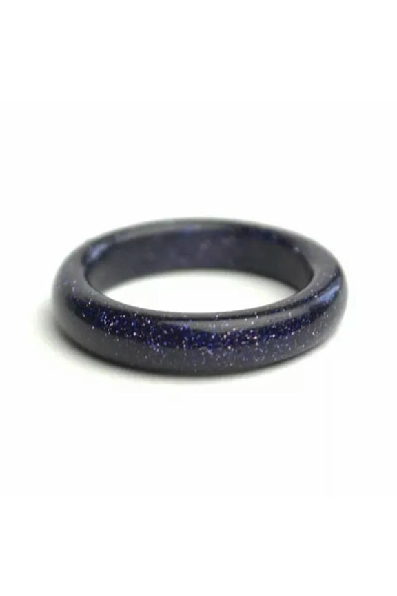 Natural Quartz Blue Sandstone Crystal Ring Unisex Reiki Gem Jewelry Healing Gift