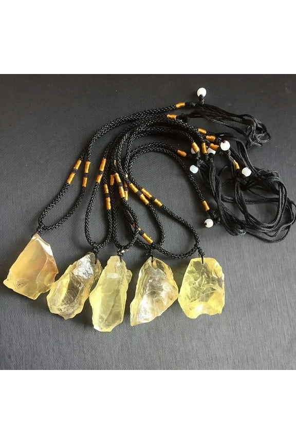 Natural Quartz Citrine Pendant Rough Crystal Gemstone Reiki Mineral Necklace 5X
