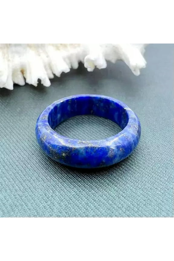 Natural Quartz Crystal Agate Gemstone Ring Round Statement Ring Polished Healing-Blue-Vein Stone Quartz