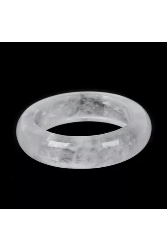 Natural Quartz Crystal Agate Gemstone Ring Round Statement Ring Polished Healing-White Crystal Quartz