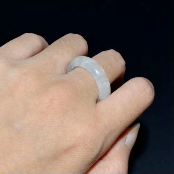 EOEMY Natural Quartz Crystal Agate Round Finger Band Rings Healing Gem Jewelry Gift-Clear Quartz