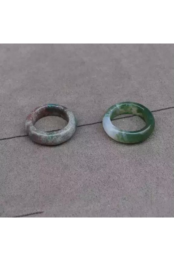 Natural Quartz Crystal Agate Round Finger Band Rings Healing Gem Jewelry Gift-Indian Agate Quartz