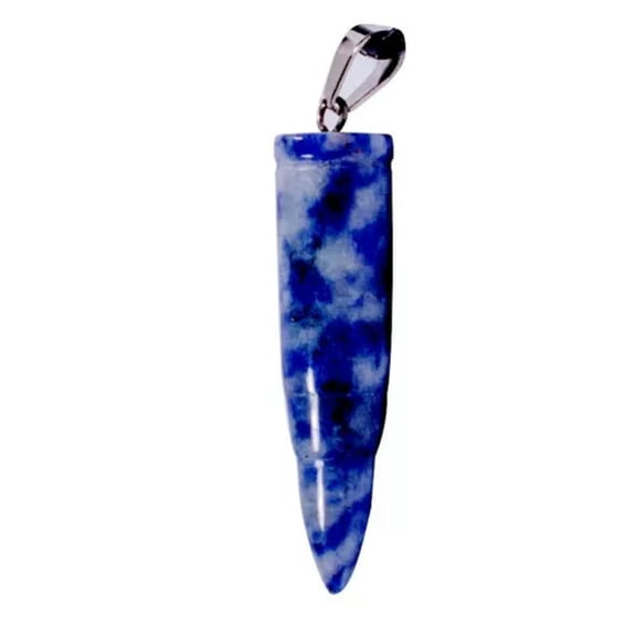 EOEMY Natural Quartz Crystal Bullet Pendant Chakra Stone Necklace Amulet Reiki Healing-Blue Sodalite Quartz-5Pcs