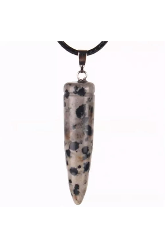 Natural Quartz Crystal Bullet Pendant Chakra Stone Necklace Amulet Reiki Healing-Dalmation Quartz-1Pc