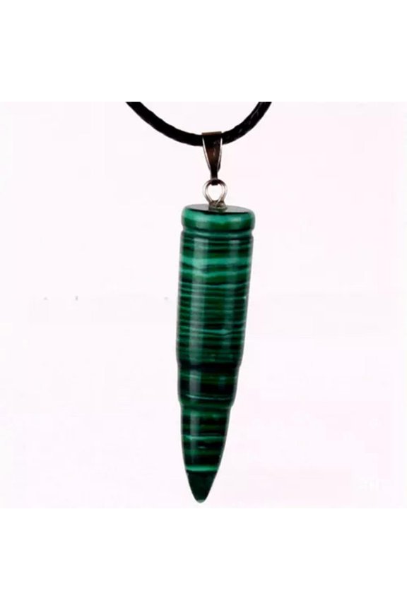 Natural Quartz Crystal Bullet Pendant Chakra Stone Necklace Amulet Reiki Healing-Malachite Quartz-5Pcs