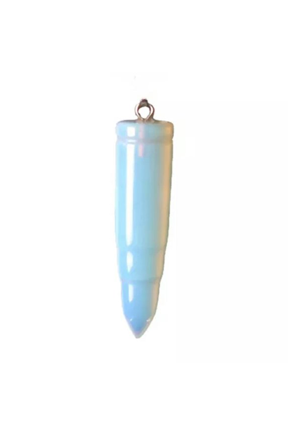 Natural Quartz Crystal Bullet Pendant Chakra Stone Necklace Amulet Reiki Healing-White Opal Quartz-5Pcs