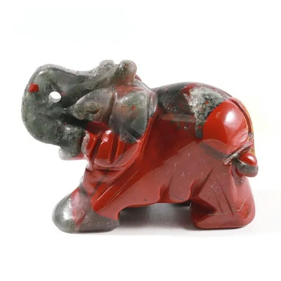 EOEMY Natural Quartz Crystal Carved Elephant Gemstone Animal Healing Rock Decor Gift-African Bloodstone