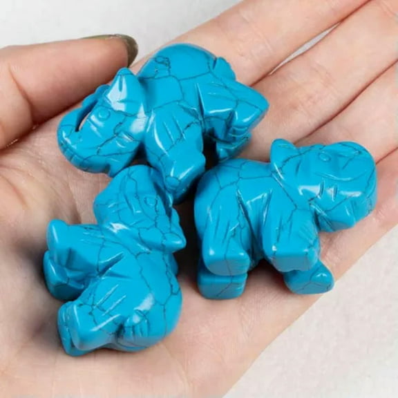 EOEMY Natural Quartz Crystal Carved Elephant Gemstone Animal Healing Rock Decor Gift-Blue Turquoise Stone