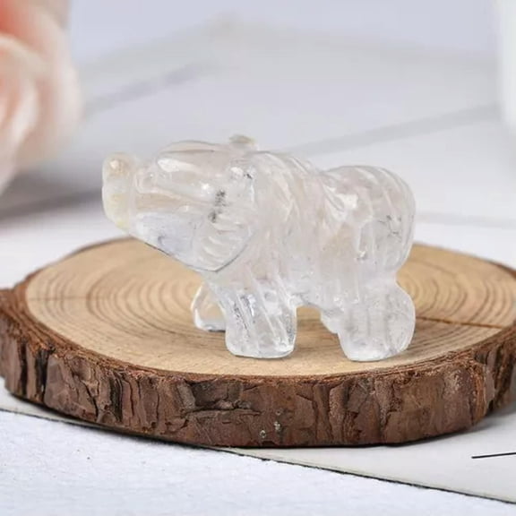 EOEMY Natural Quartz Crystal Carved Polar Bear Gemstone Animal Healing Statue Ornament-Clear Quartz