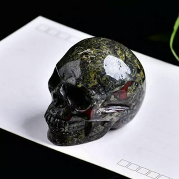 EOEMY Natural Quartz Crystal Carved Skull Healing Stone Skeleton Decor Collection Gift-Dragon Bloodstone Crystal