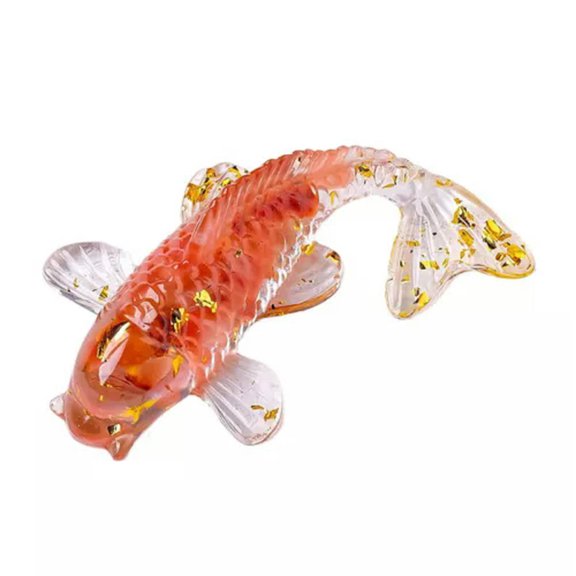 EOEMY Natural Quartz Crystal Crushed Stone Drops Glue Koi Mini Lucky Fish Resin Decor-Red Agate Quartz