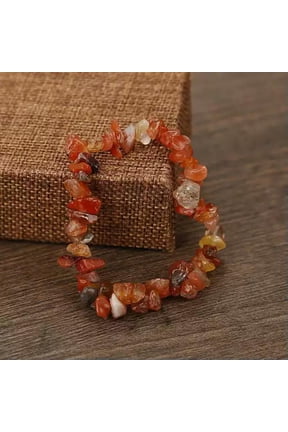 Natural Quartz Crystal Crushed Stone Stretchy Hand Strings Energy Mineral Gem-Red Agate Quartz-1Pc