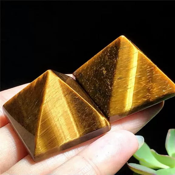 EOEMY Natural Quartz Crystal Egyptian Pyramid Chakra Reiki Mineral Stone Tower Decor-Tiger'S Eye Quartz-5Pcs