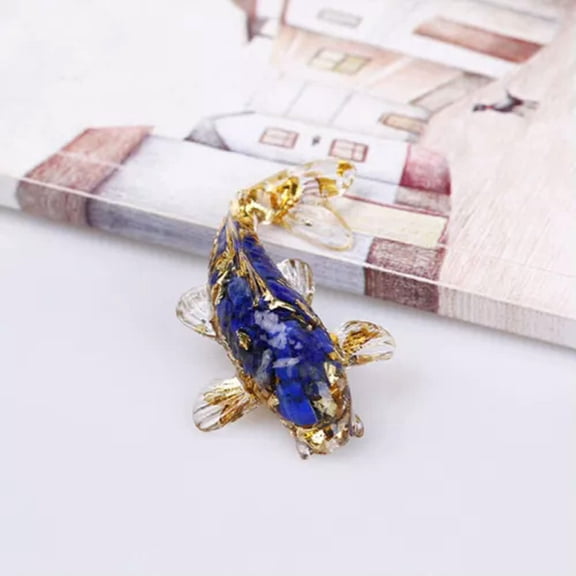 EOEMY Natural Quartz Crystal Gravel Koi Carved Mini Lucky Fish Drops Glue Resin Decor-Lapis Lazuli Quartz