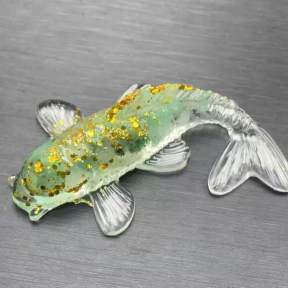 EOEMY Natural Quartz Crystal Gravel Koi Carved Mini Lucky Fish Drops Glue Resin Decor-Green Aventurine Quartz