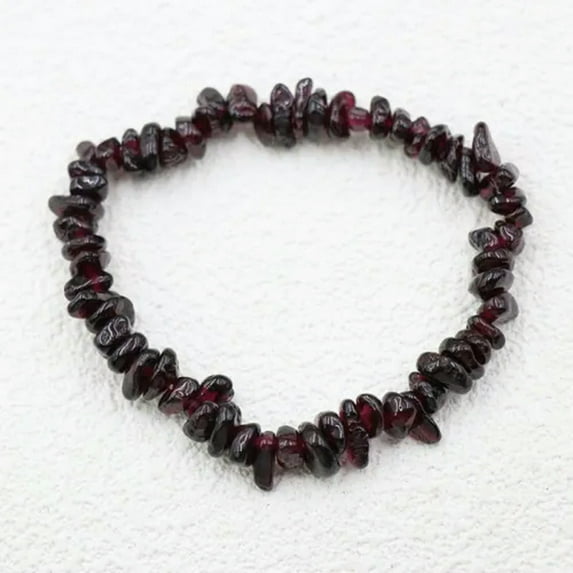 EOEMY Natural Quartz Crystal Gravel Stretchy Bracelet Hand Strings Energy Gem Decor-Garnet Stone