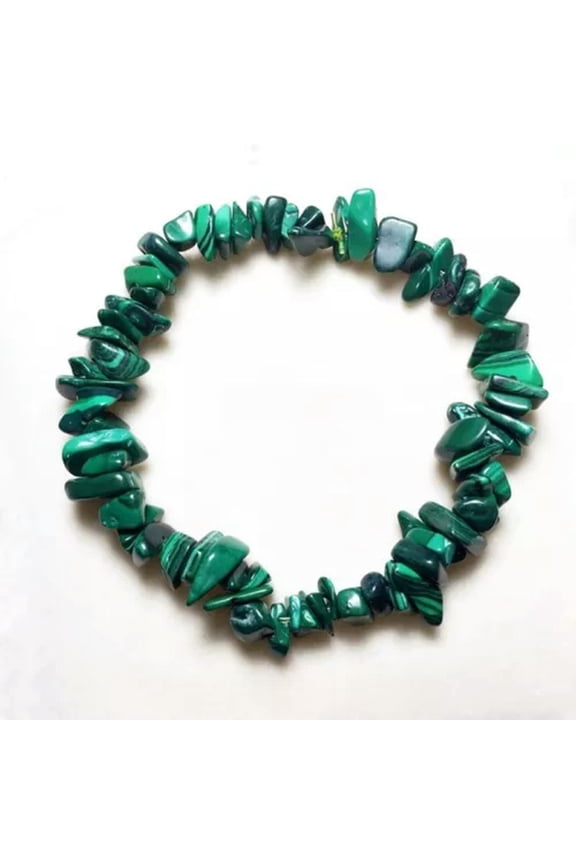 Natural Quartz Crystal Gravel Stretchy Bracelet Hand Strings Energy Gem Decor-Malachite Stone