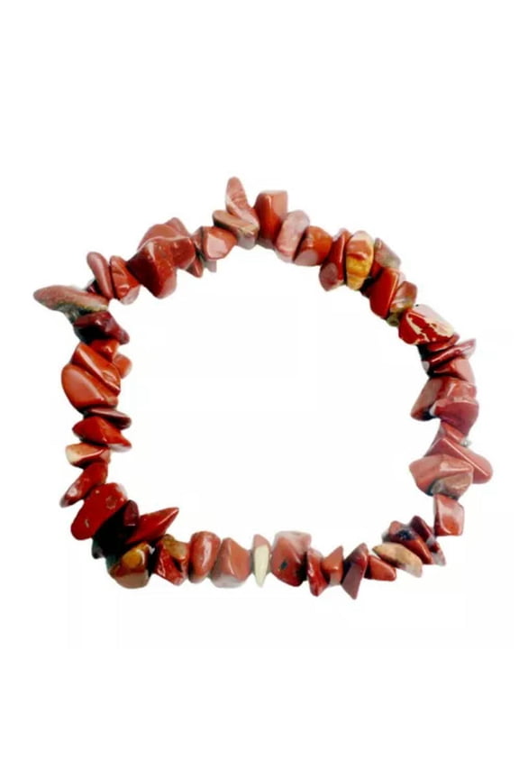 Natural Quartz Crystal Gravel Stretchy Bracelet Hand Strings Energy Gem Decor-Red Jasper Stone