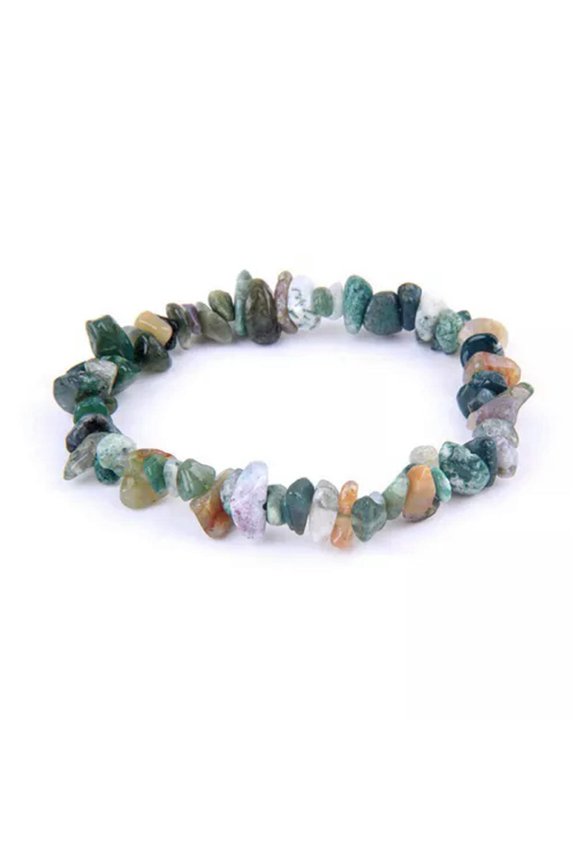 Natural Quartz Crystal Gravel Stretchy Bracelet Hand Strings Energy Gem Decor-Water Grass Stone