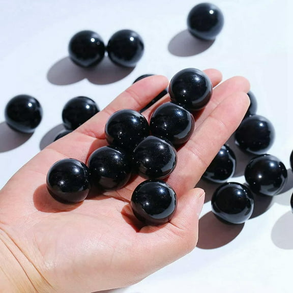 EOEMY Natural Quartz Crystal Healing Gems Sphere Ball Energy Stone Reiki Decor + Stand-Black Obsidian (About 30mm,33G)