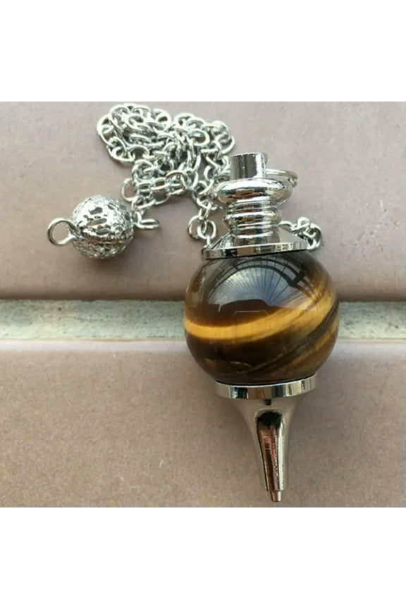 Natural Quartz Crystal Pendant Chakra Bead Dowsing Stone Pendulum Reiki Necklace-Tiger'S Eye Quartz