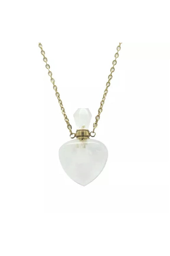 Natural Quartz Crystal Perfume Bottle Pendant Chakra Point Stone Necklace Amulet-#5 Clear Quartz