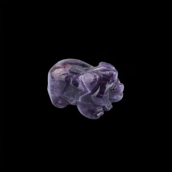 EOEMY Natural Quartz Crystal Pig Gemstone Carved Wild Boar Piggy Mini Statue Healing- Amethyst Stone