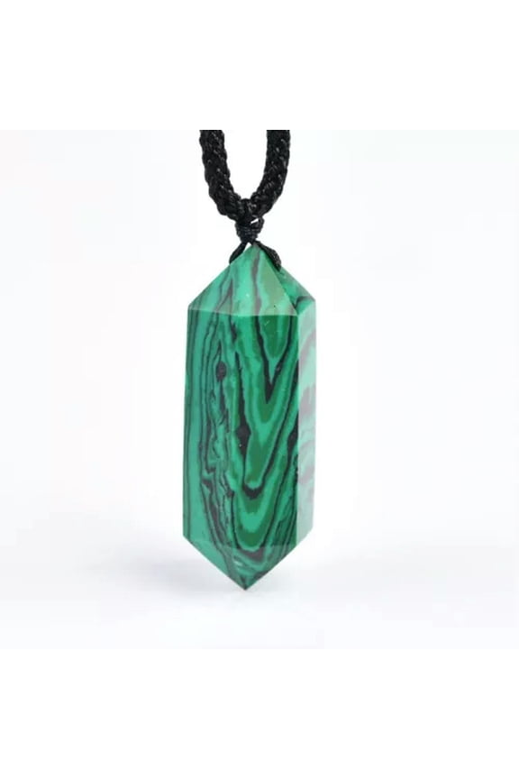 Natural Quartz Crystal Point Stone Pendant Chakra Healing Pendulum Necklace Gift-#14 Malachite Quartz Stone