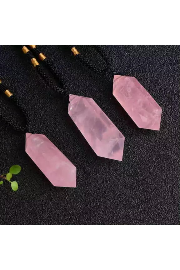 Natural Quartz Crystal Point Stone Pendant Chakra Healing Pendulum Necklace Gift-#9 Rose Quartz Crystal