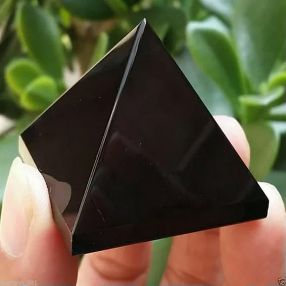EOEMY Natural Quartz Crystal Point Tower Chakra Healing Energy Stone Gemstone Pyramid-Black Obsidian Stone