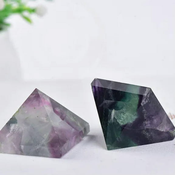 EOEMY Natural Quartz Crystal Point Tower Chakra Healing Energy Stone Gemstone Pyramid-Rainbow Fluorite Stone