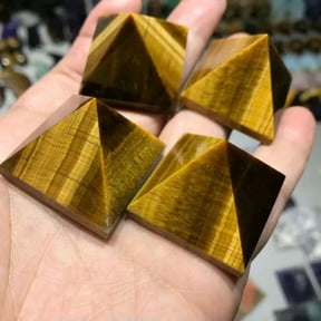 EOEMY Natural Quartz Crystal Point Tower Chakra Healing Energy Stone Gemstone Pyramid-Tiger'S Eye Stone