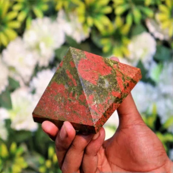 EOEMY Natural Quartz Crystal Point Tower Chakra Healing Energy Stone Gemstone Pyramid-Unakite Epidote Stone