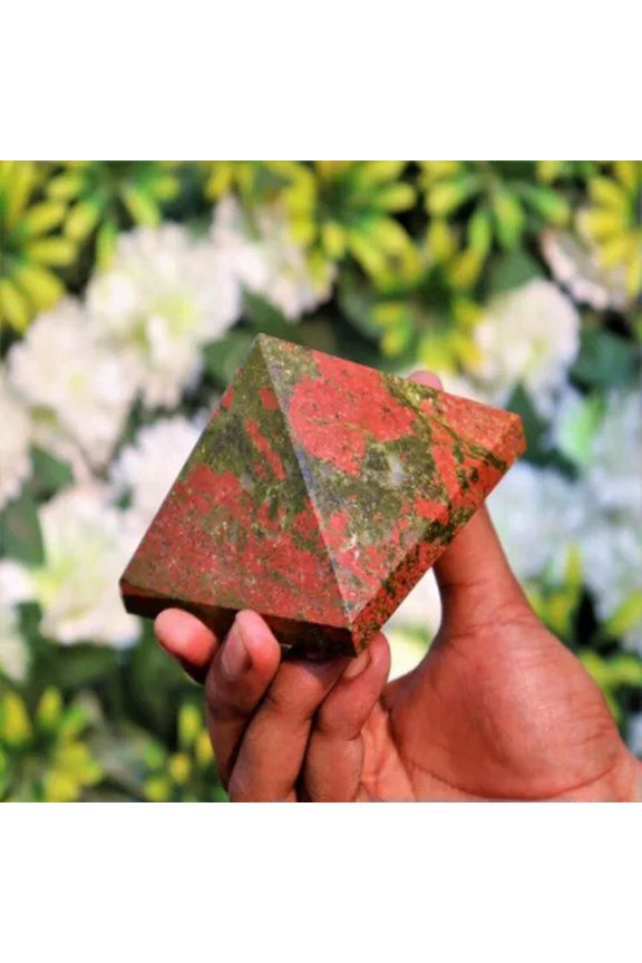Natural Quartz Crystal Point Tower Chakra Healing Energy Stone Gemstone Pyramid-Unakite Epidote Stone