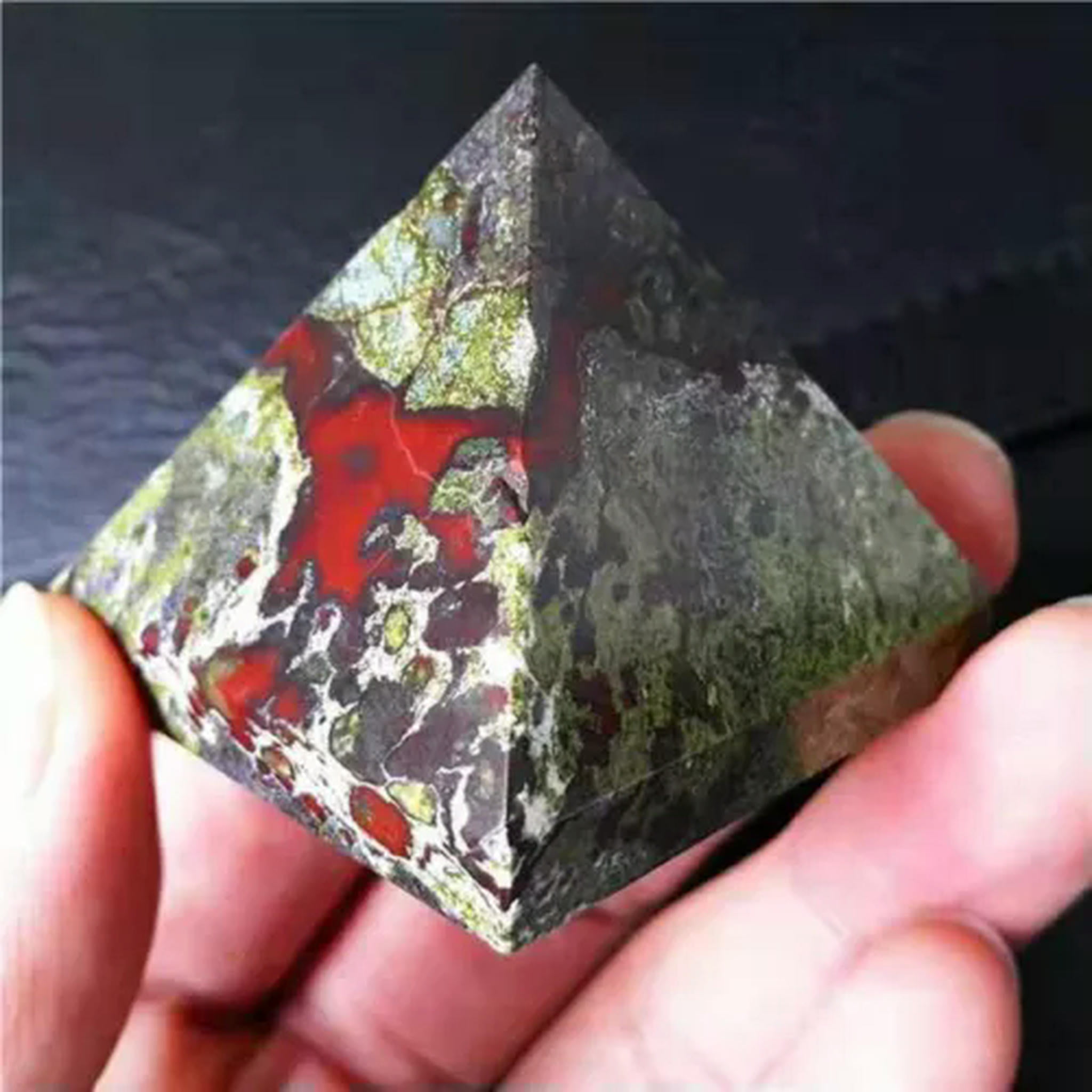 EOEMY Natural Quartz Crystal Point Tower Chakra Healing Rock Gemstone Pyramid Decor-10Pcs-Dragon Blood Jasper Stone