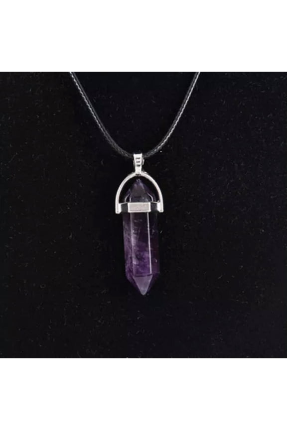 Natural Quartz Crystal Point Wand Reiki Chakra Pendant Necklace Silver Plated-Amethyst Quartz-1Pc