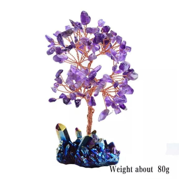 EOEMY Natural Quartz Crystal Stone Tree Healing Agate Chakra Base Gemstone Decor Gift-1-Amethyst+Titanium Cluster Ba...