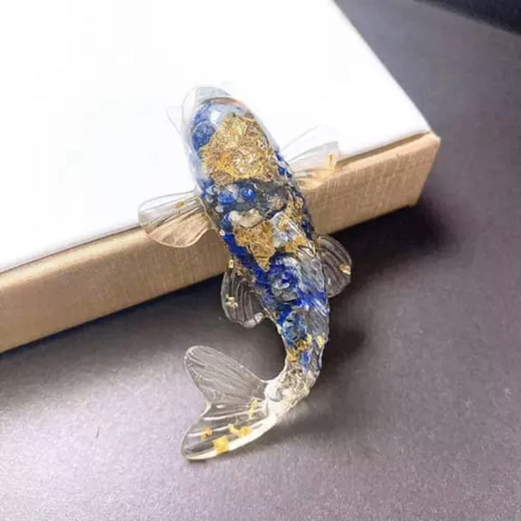 EOEMY Natural Quartz Gravels Dropping Gum Cute Resin Koi Crystal Orgonite Chakra Decor-Lapis Lazuli Quartz