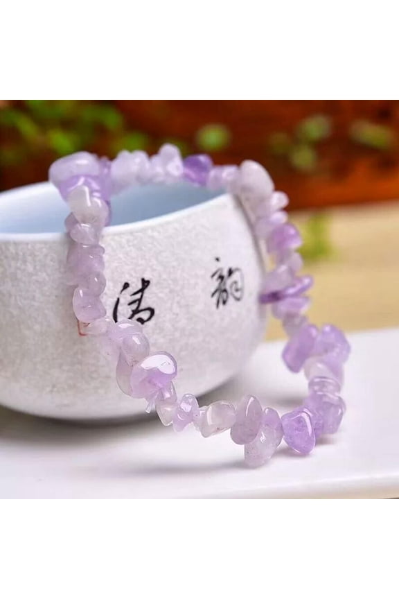 Natural Quartz Lavender Crystal Stretchy Bracelet Chakra Chipped Stone Talisman