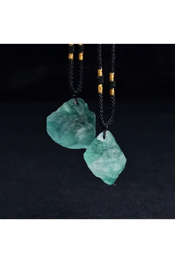 Natural Quartz Stone Pendulum Hexagonal Pendant Crystal Healing Reiki Necklace-Green Fluorite #2