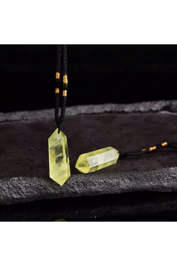 Natural Quartz Stone Pendulum Hexagonal Pendant Crystal Reiki Healing Necklace-Clear Yellow Citrine