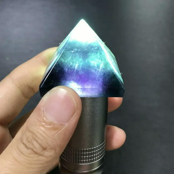 EOEMY Natural Rainbow Fluorite Quartz Energy Stone Crystal Point Pyramid Healing Tower