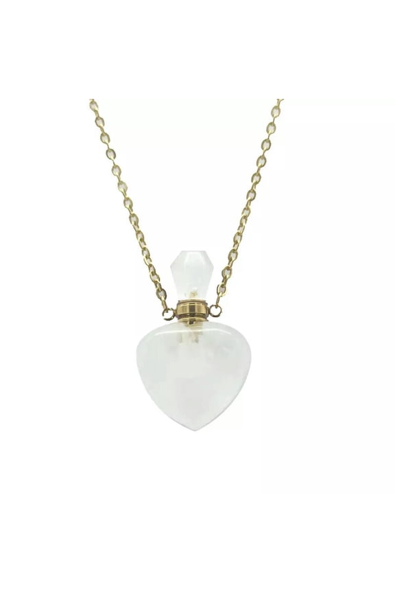 Natural Rare Clear Quartz Crystal Heart Healing Energy Pendant Necklace Stone