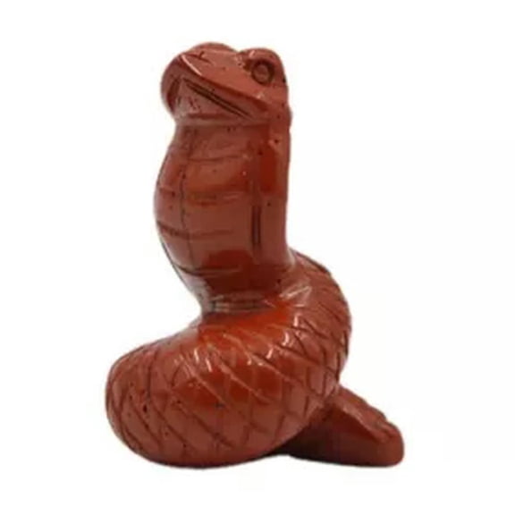 EOEMY Natural Rock Crystal Quartz Carved Snake Healing Reiki Serpent Stone Decor Gift-Red Jasper Stone