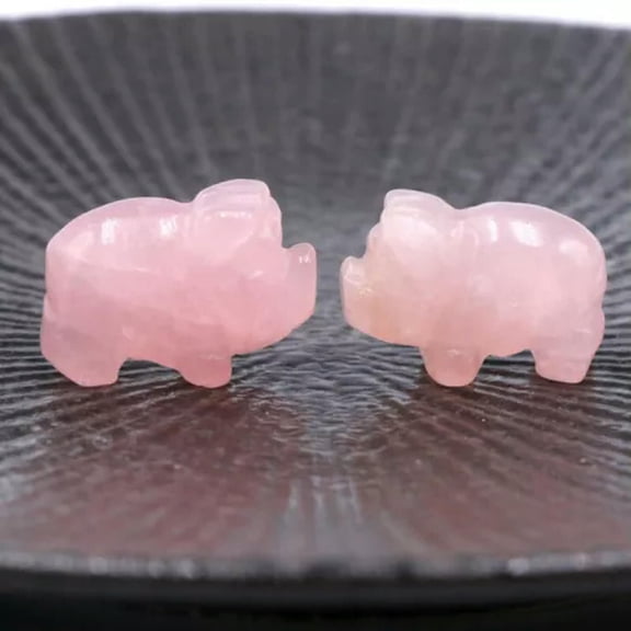EOEMY Natural Rose Quartz Crystal Agate Amethyst Piggy Carved Mini Healing Reiki Decor-Rose Quartz-5Pcs