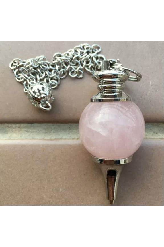 Natural Rose Quartz Crystal Bead Dowsing Pendulum Pendant Healing Reiki Amulet