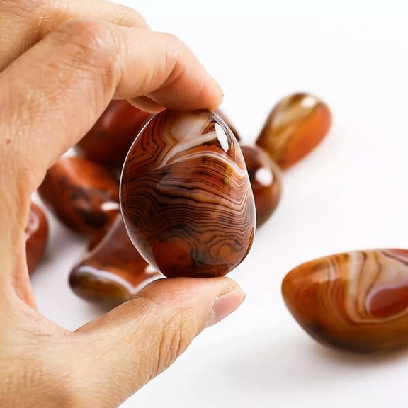 EOEMY Natural Silk Banded Lace Agate Quartz Crystal Palm Stone Sardonyx Carnelian Gift