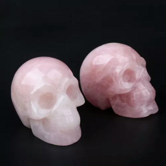 EOEMY Natural Skull Carved Quartz Crystal Healing Gemstone Specimen Head Decor Reiki-Rose Quartz